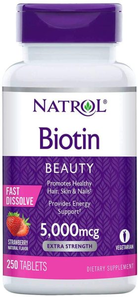 Viên Uống Mọc Tóc Natrol Biotin 5000 Mcg Fast Dissolve Của Mỹ 250 Viên