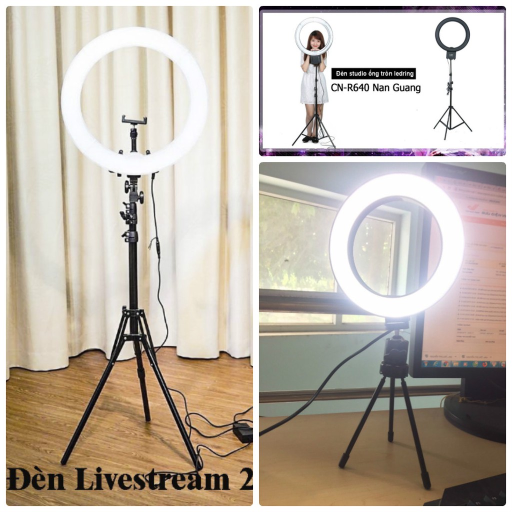 Đèn led live stream chụp ảnh - bán hàng online - makeup trang điểm 26cm CN-R640 Tặng kèm giá đỡ 3 chân