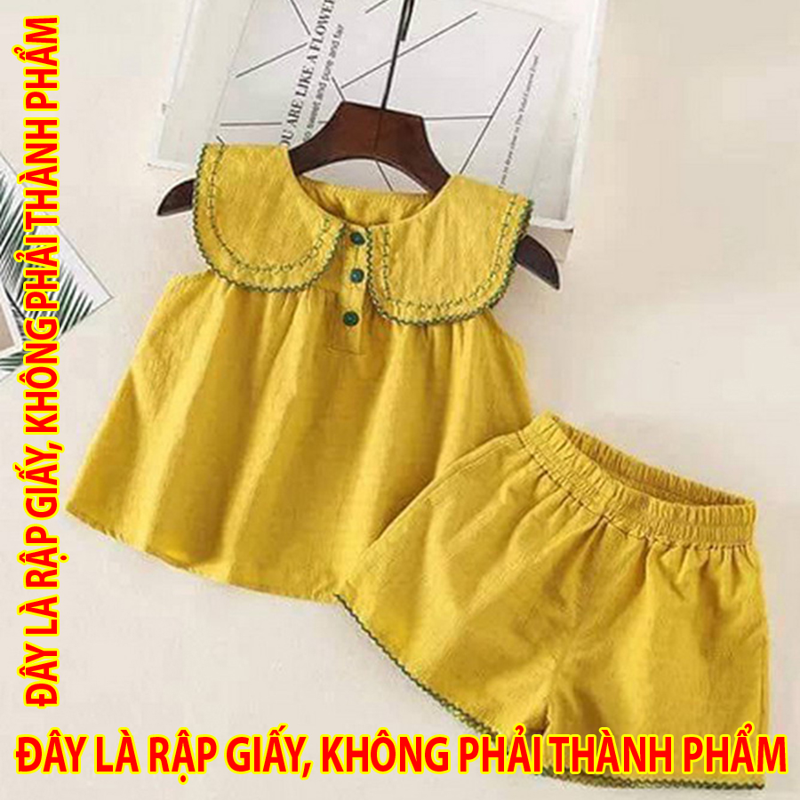 Rập giấy dc020 - bộ cổ sen cài khuy nửa thân trước