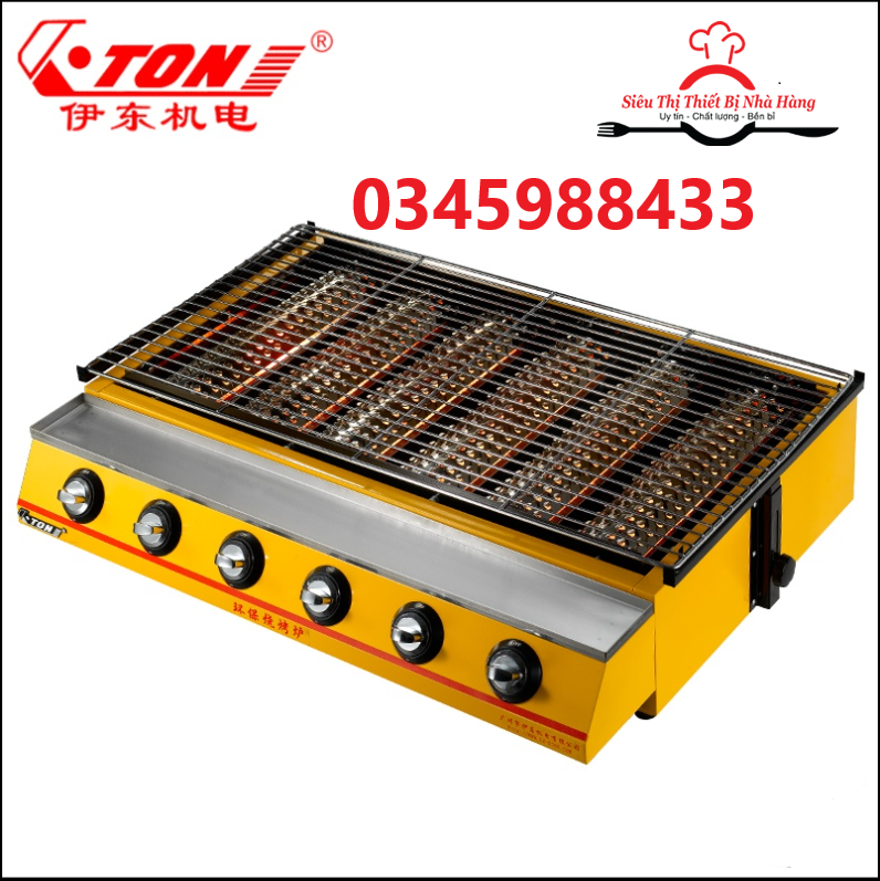 [Trả góp 0%]Bếp nướng hàu  BBQ 6 họng dài K333