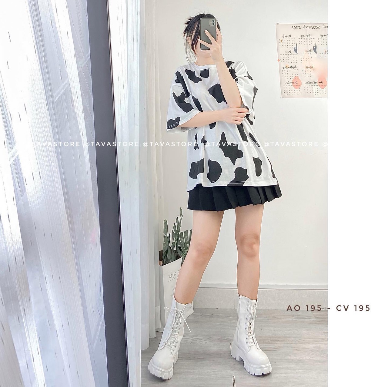 set váy tennis + tshirt bò sữa