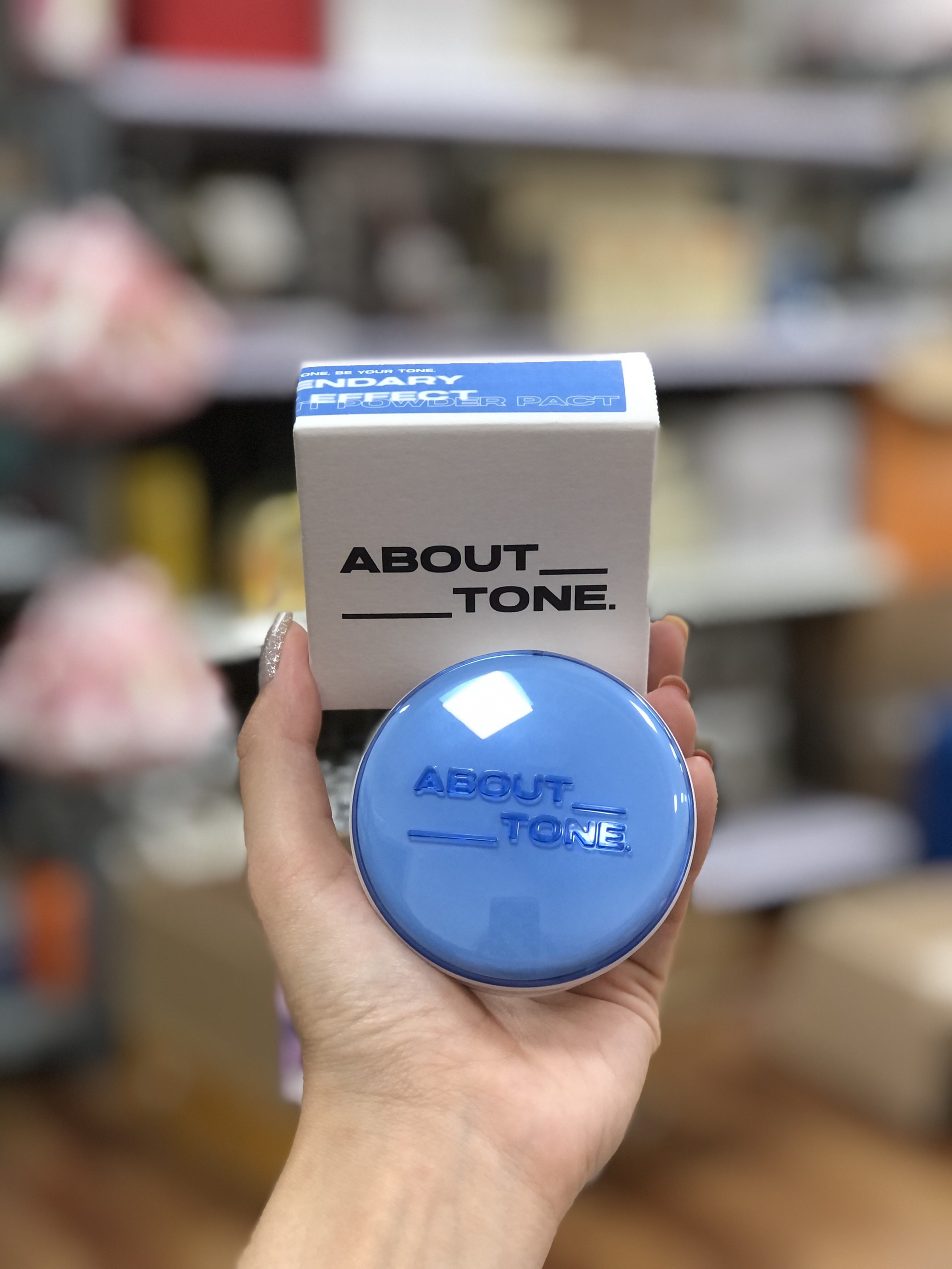Phấn phủ ABOUT TONE Air Fit Powder Pact 8g (Xanh)