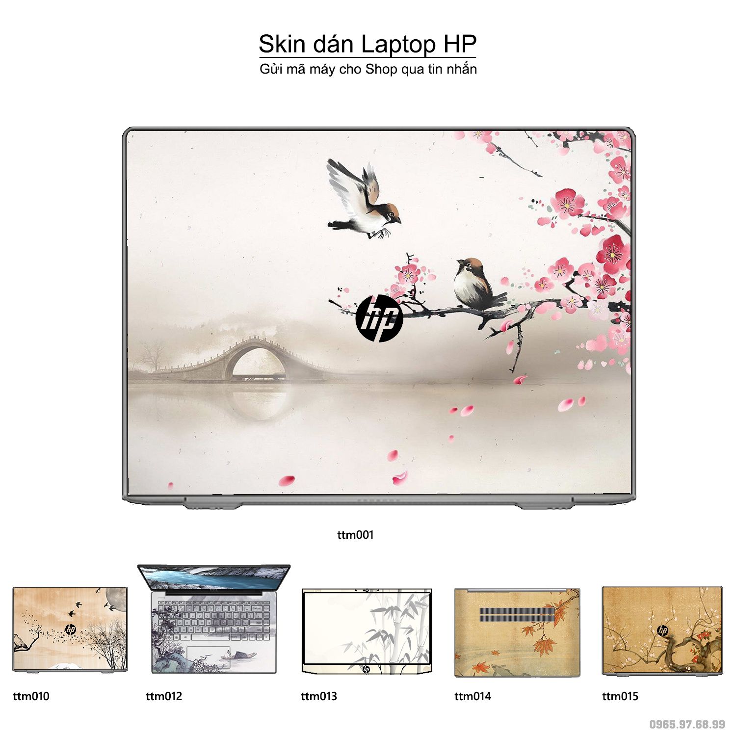 Decal Skin dán Laptop HP mẫu Tranh thủy mặc (inbox mã máy cho shop)