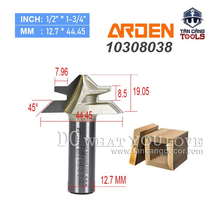 Mũi Router Ghép Góc 90 Độ Arden Cốt 12.7 mm