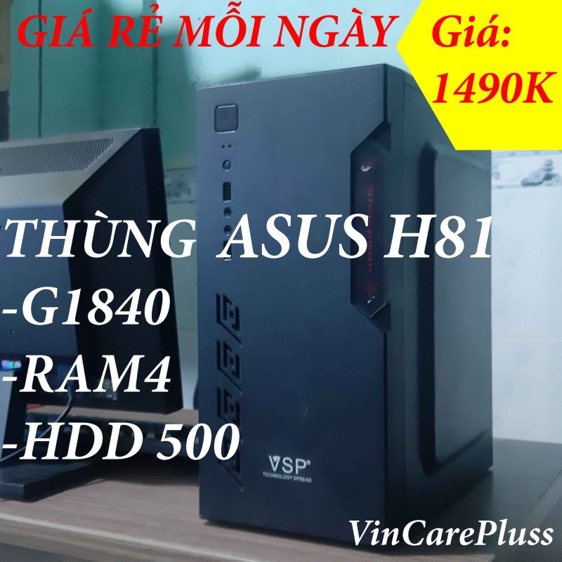 [Giá rẻ mỗi ngày] Thùng máy tính Main H81, Ram 4G, HDD 500GB, CHÍP G1840