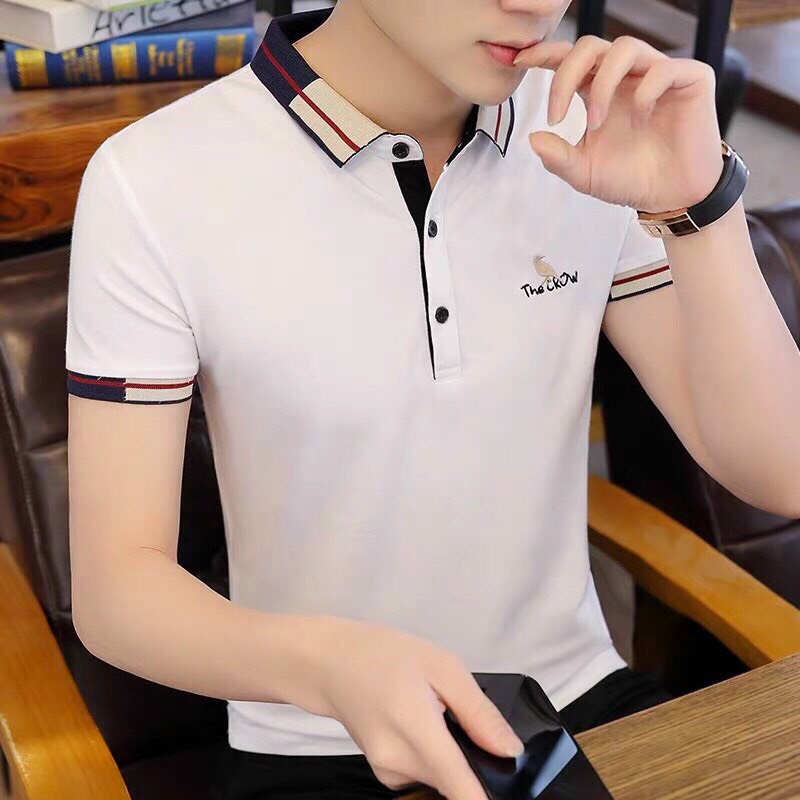 [HCM]ÁO THUN NAM CỔ TRỤ MÀU TRẮNG THÊU LOGO  CHẤT COTTON MỀM MỊN CAO CẤP THỜI TRANG LỊCH LÃM CỰC ĐẸP THỎ TÂY SHOP94 mi11