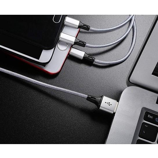 Dây sạc 3 trong 1 đa năng (microUSB - Lightning và Type-C) dây dù