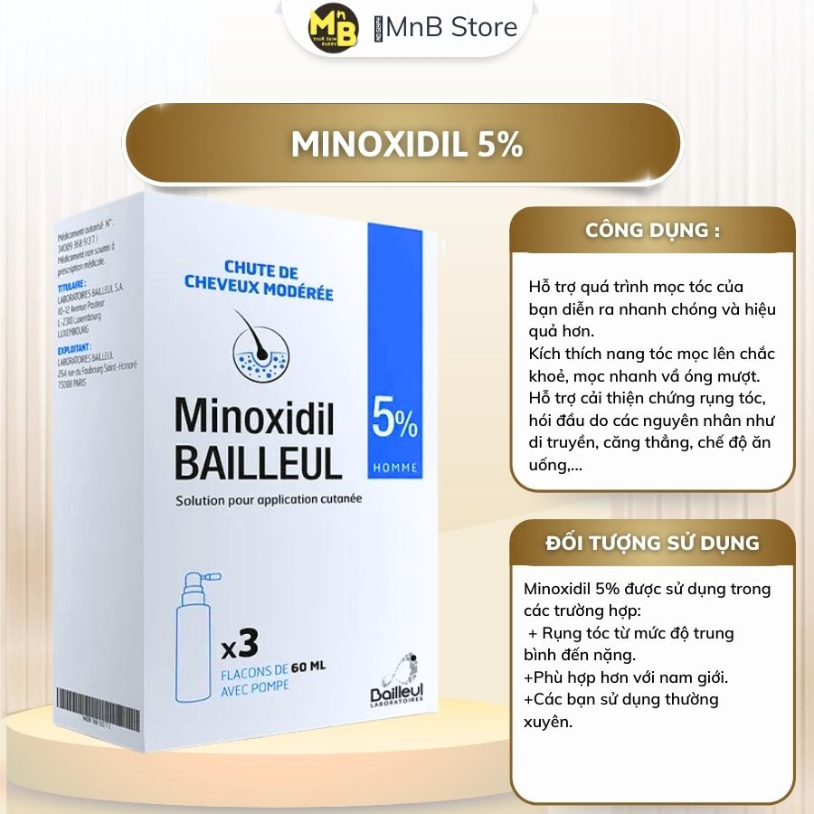 Xịt mọc tóc Minoxidil Bailleul 2% 5% 60ml