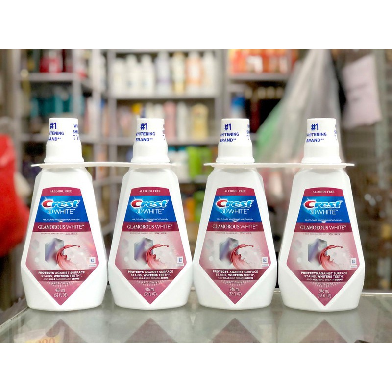 NƯỚC SÚC MIỆNG CREST 3D WHITE GLAMOROUS WHITE 946ML MỸ