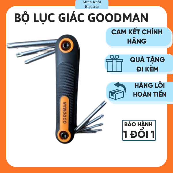 Bộ lục giác tay gập Goodman đa năng, bộ lục giác bông hoa thị, hoa khế goodman thép không gỉ, cây lục giác đầu bi