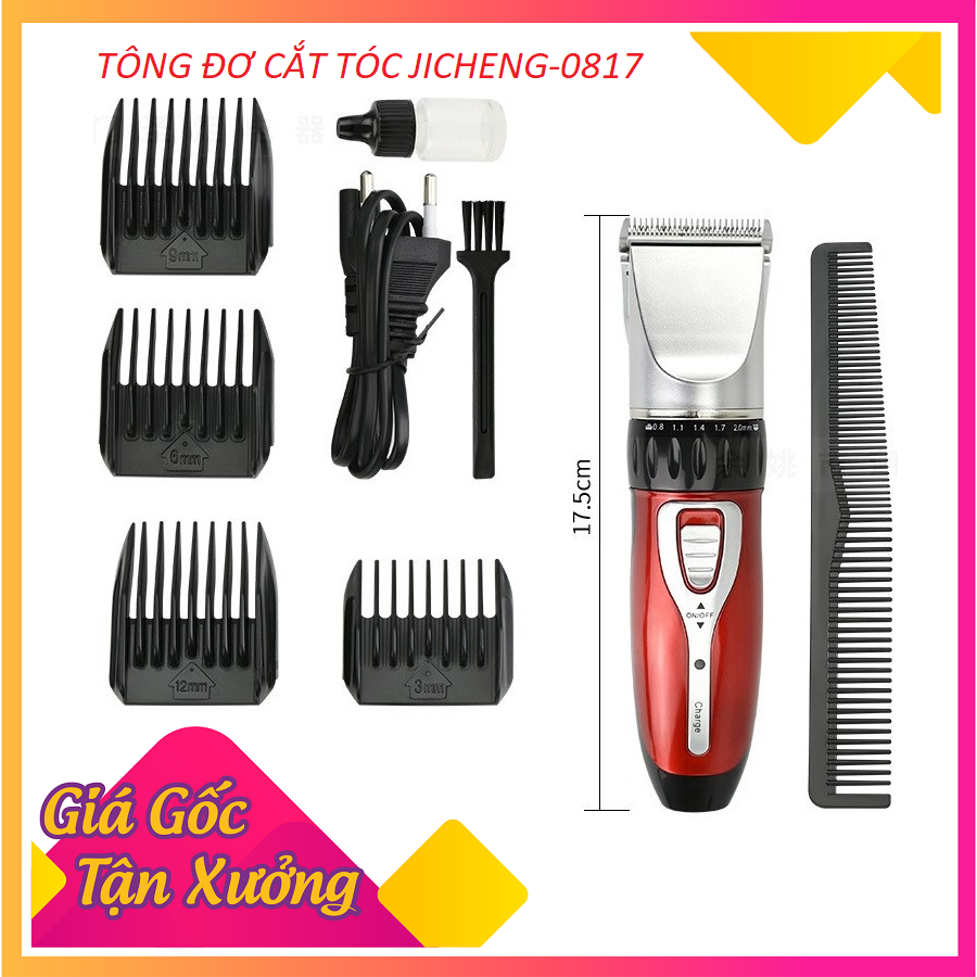 Tông đơ cắt tóc JICHEN JC-0817, Tăng đơ hớt tóc trẻ em, người lớn, không dây, Tong do cat toc chuyen nghiep