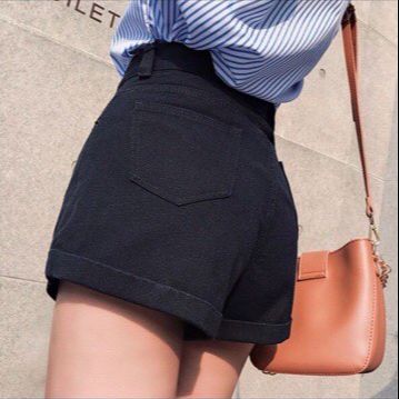 Quần short nữ kaki thun co giãn lưng cao lật lai tối giản đủ size S M L 2 màu đen trắng TU