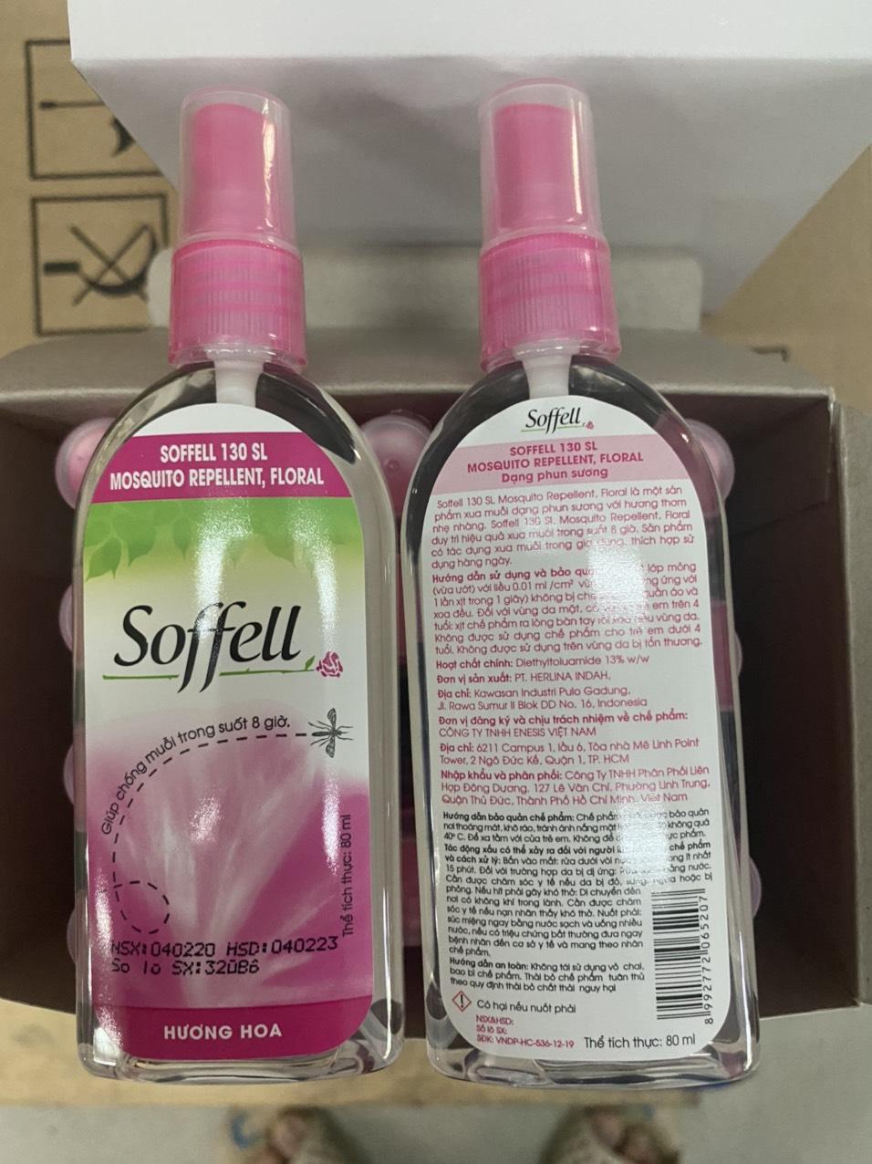 Xịt chống muỗi Soffell hương hoa  ( chai  80ml )