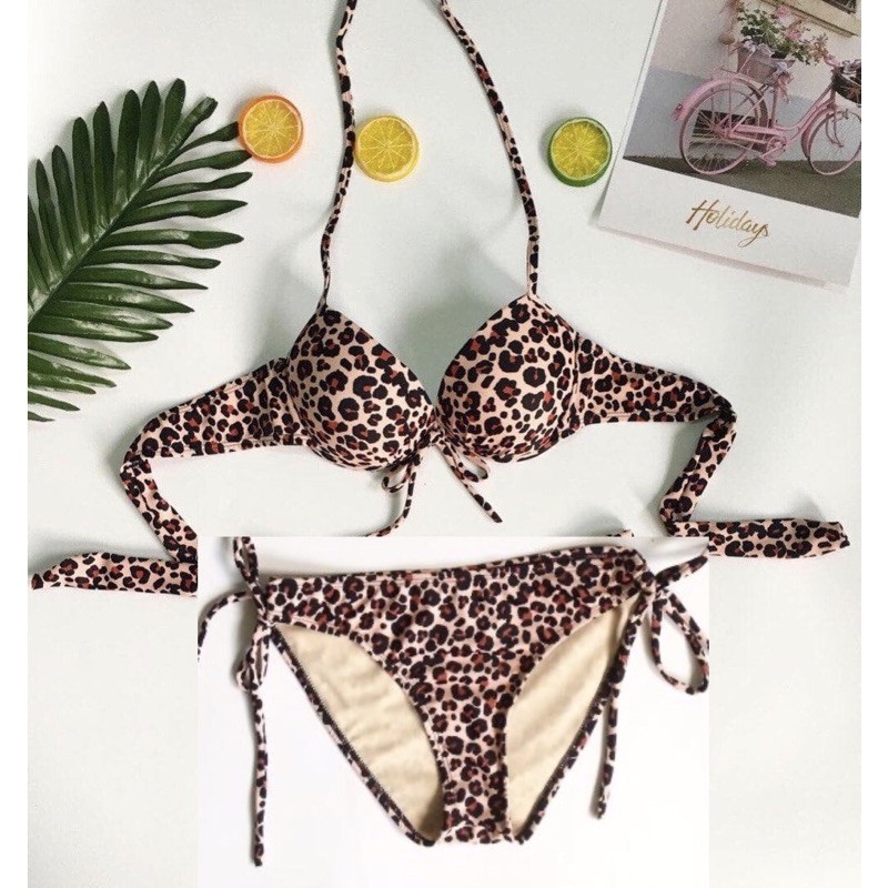 [HCM]Đồ bơi bikini da beo mút dày nâng ngực