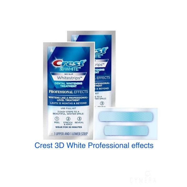 Hộp 20 cặp miếng dán trắng răng (20 miếng dán hàm trên, 20 miếng dán hàm dưới) C.r.e.s.t 3D White Professional Effects của Mỹ