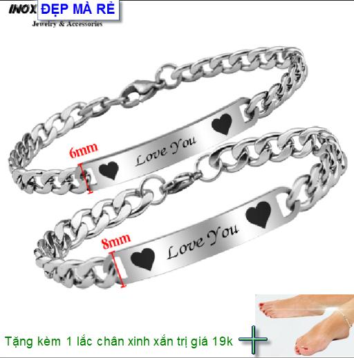 (Gift 01 ankle chains) bangles couple stainless steel đẹp that cheap engraved letter Y love you Y-selling price as above is 1 pair as picture
