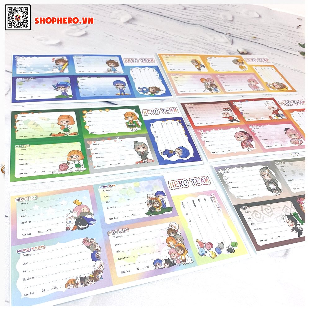 Sét 30 nhãn vở Hero Team