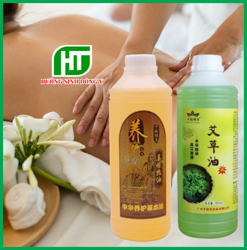 Tinh dầu nóng ngải cứu, dầu nóng gừng massage body đả thông kinh lạc dung tích 1000ml