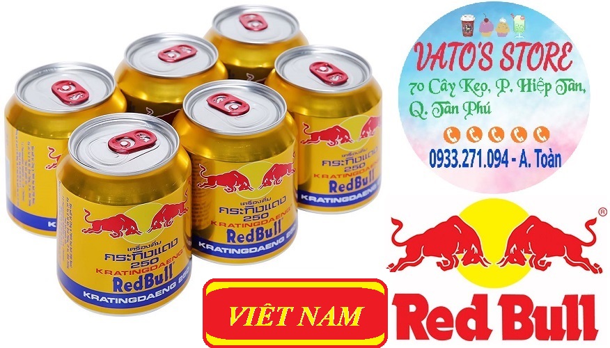 Thùng 24 lon nước tăng lực bò cụng RED BULL việt 250ml / Lốc 6 lon nước tăng lực bò húc REDBULL việt 250ml