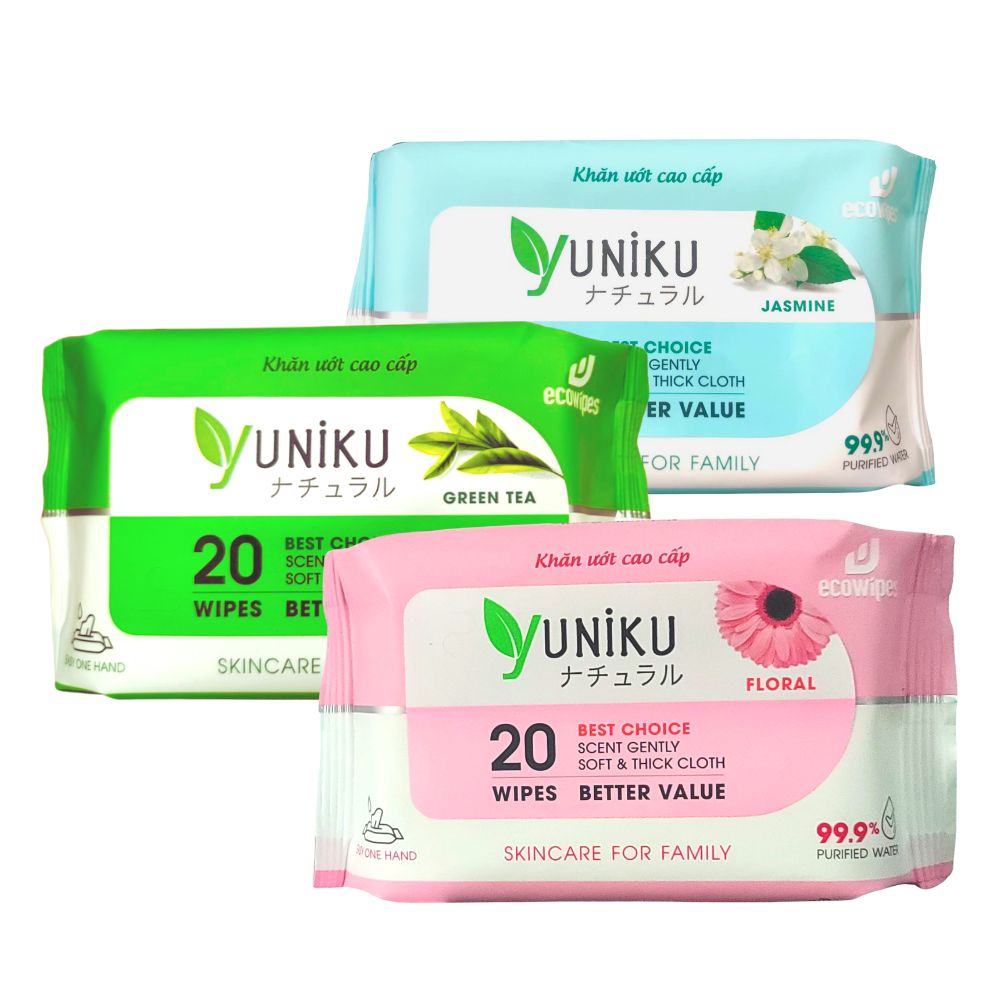 Khăn giấy ướt cao cấp 20 Tờ Yuniku (HÀNG CHÍNH HÃNG)
