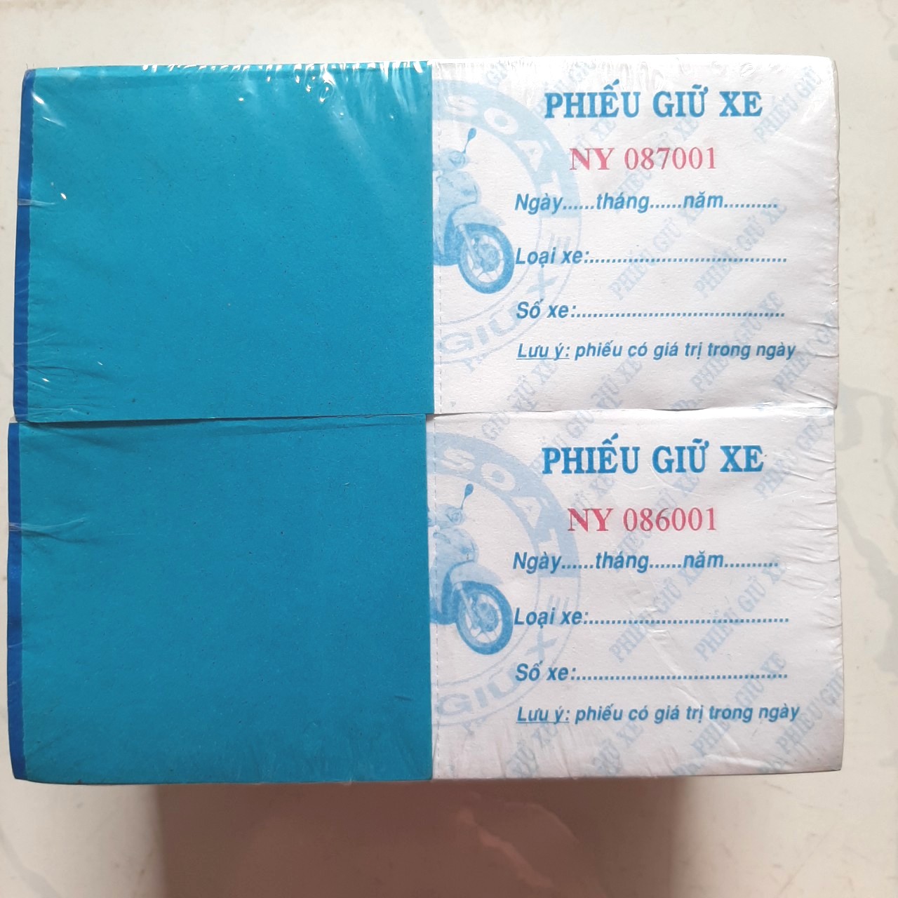 10 Quyển Phiếu giữ xe có số nhảy - 7x16cm