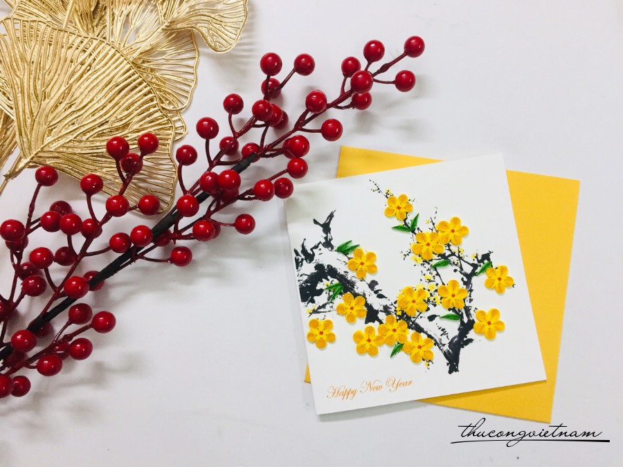 Thiệp năm mới quilling 15*15cm