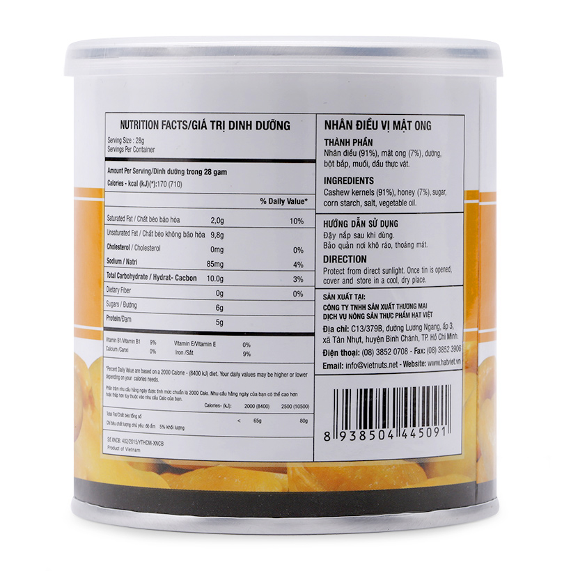 Bộ 2 hộp hạt điều mật ong Vietnuts 100g
