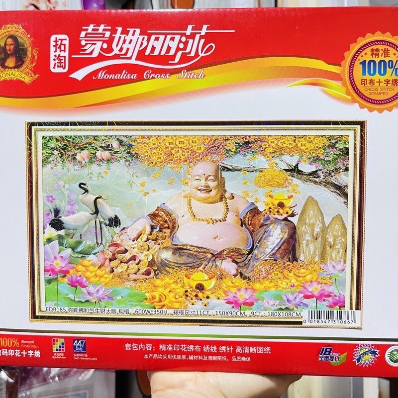 Tranh thêu kín Phật Di Lặc Ngũ Phúc
