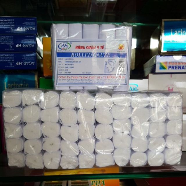 (1 lốc 5 cuộn) băng gạc cuộn y tế đông pha 3 con nai