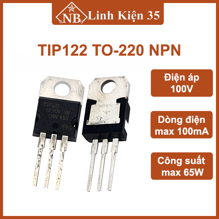 Linh kiện bán dẫn tip122 to-220 npn 100v/5a/65w darlington transistor