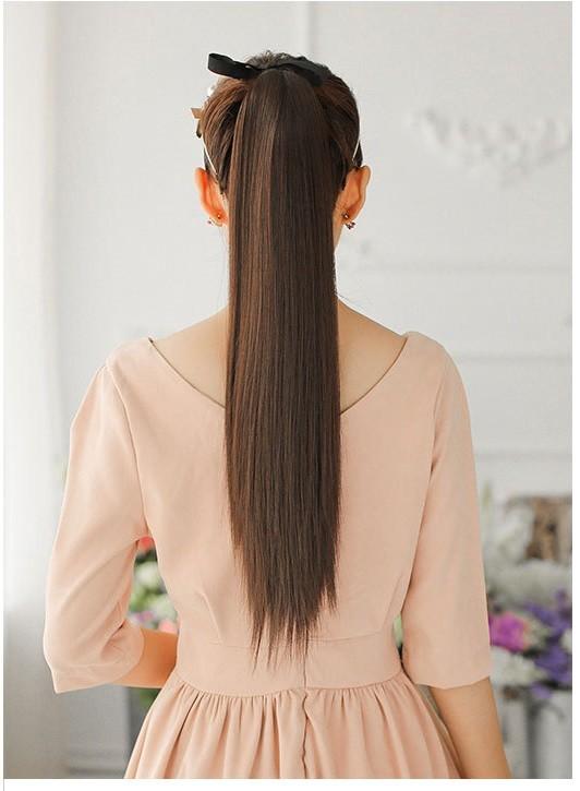 TÓC GIẢ CỘT THẲNG DÀI MÀU NÂU VÀNG HẠT DẺ