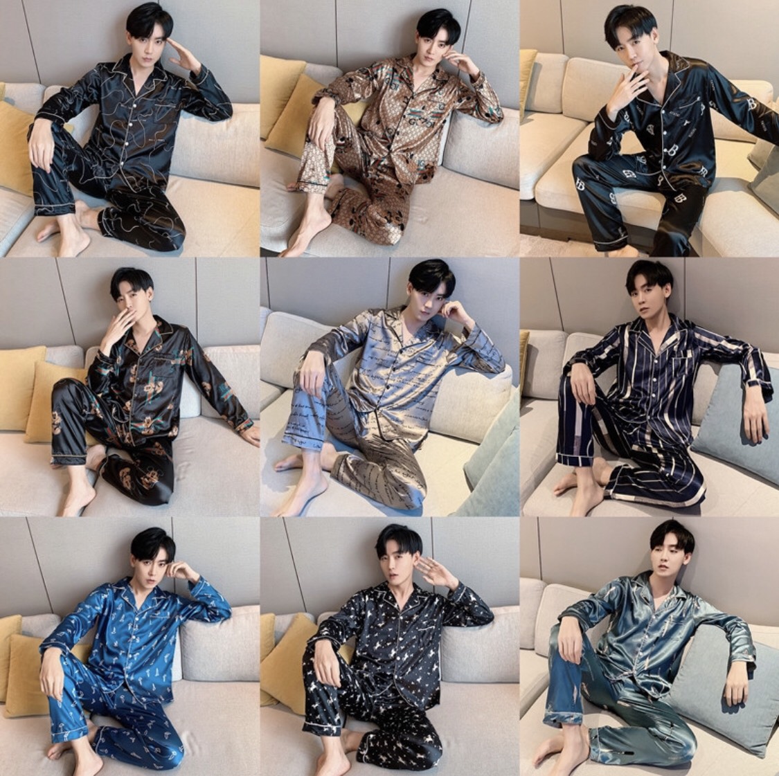 Bộ đồ Pyjama mặc đôi nam nữ chất lụa mềm - Bộ mặc nhà nam nữ