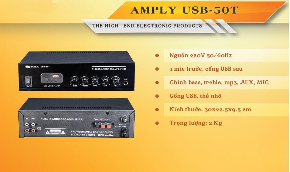 Amply liền mixer Bosa USB-50T