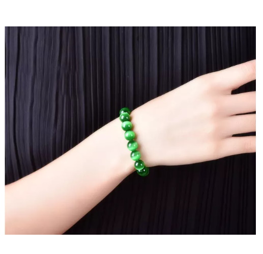Vòng tay phong thủy đá opal mắt mèo xanh lá -Hợp mệnh Mộc, Hỏa