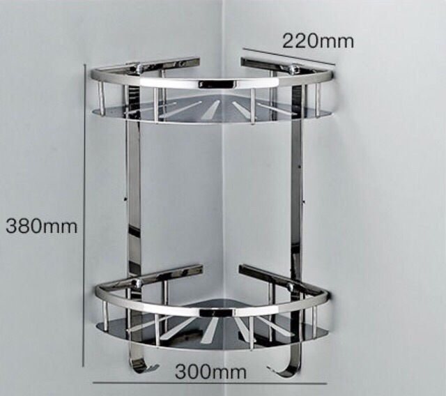 Kệ góc 2 tầng inox sus 304 (kèm 4 miếng dán không phải khoan tường)