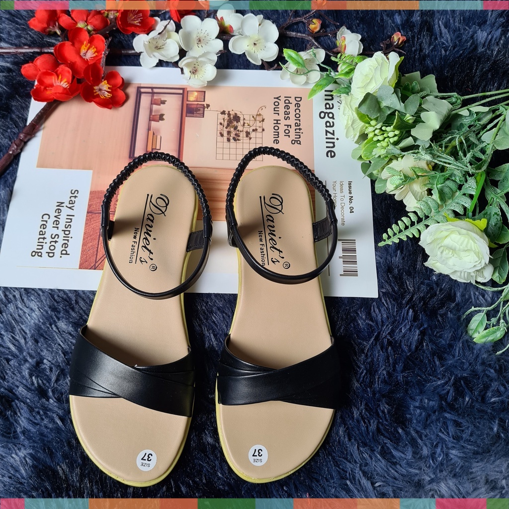 Giày sandal nữ đế bệt quai chéo, dép quai hậu nữ đẹp đi chơi