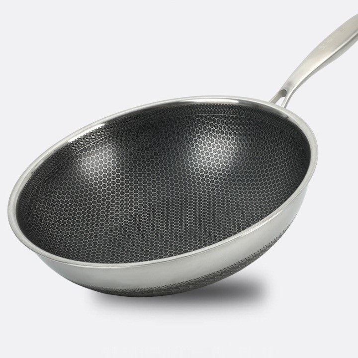 Chảo Chống Dính Sâu Lòng Inox Vân Tổ Ong 32cm - Chảo Siêu Bền Dễ Chùi Rửa Thích Hợp Mọi Loại Bếp