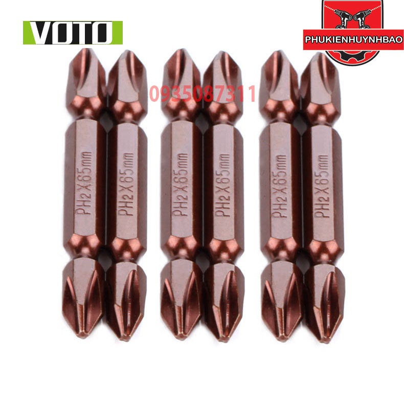 Mũi vít 4 cạnh 65mm 110mm 150mm 200m- mũi bake vít 2 đầu có nam châm - mũi vít đồng đen