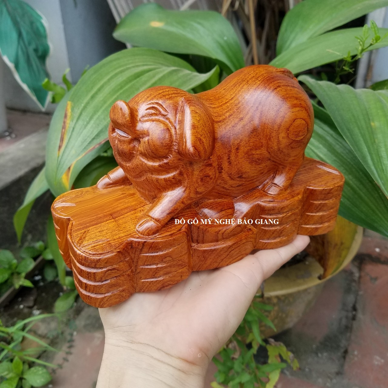 Tượng con lợn gỗ ngọc am thơm ngang 20 sâu 10 cao 12 cm
