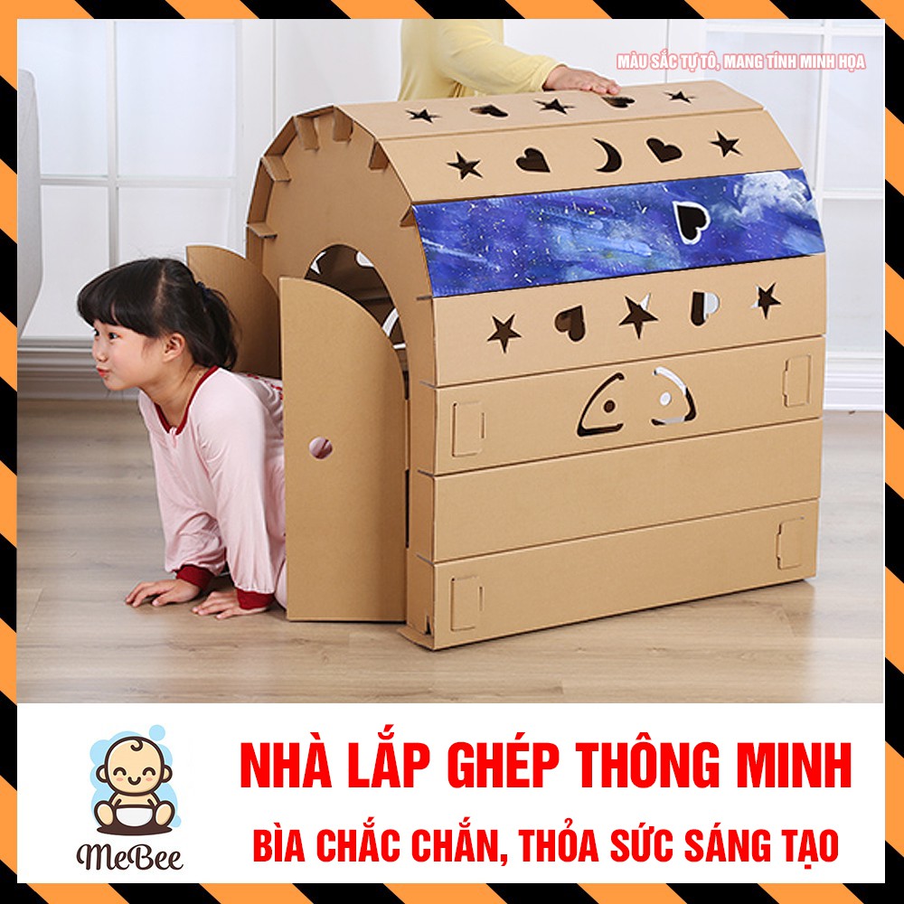 Nhà lắp ghép thông minh bìa carton bền đẹp cho bé, an toàn môi trường, bộ đồ chơi lắp ráp, nhà đồ chơi lắp ghép thông minh cho bé, Lều Mô Hình Lắp Ghép Thông Minh Cho Bé Bằng Bìa Carton