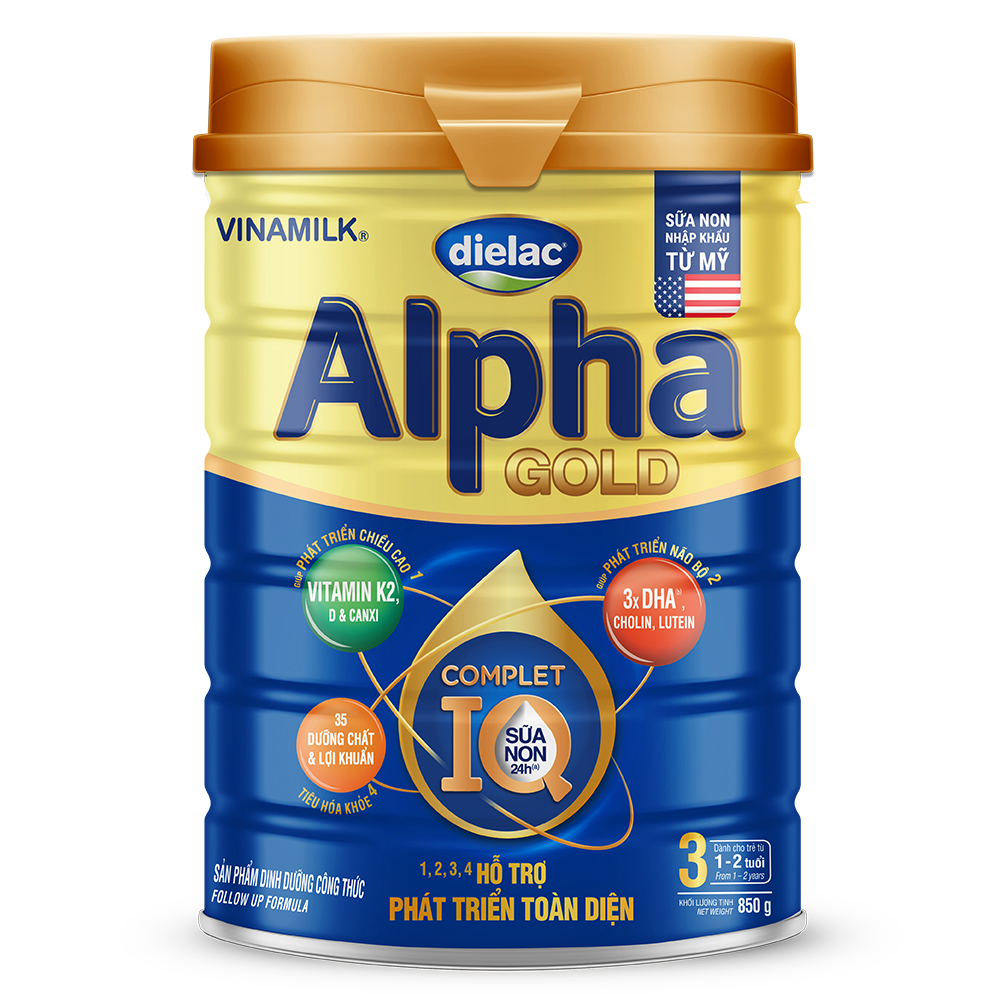 Sữa Bột Dielac Alpha Gold 3 - Lon 850g - Dành cho bé 1-2 tuổi - HSD luôn mới