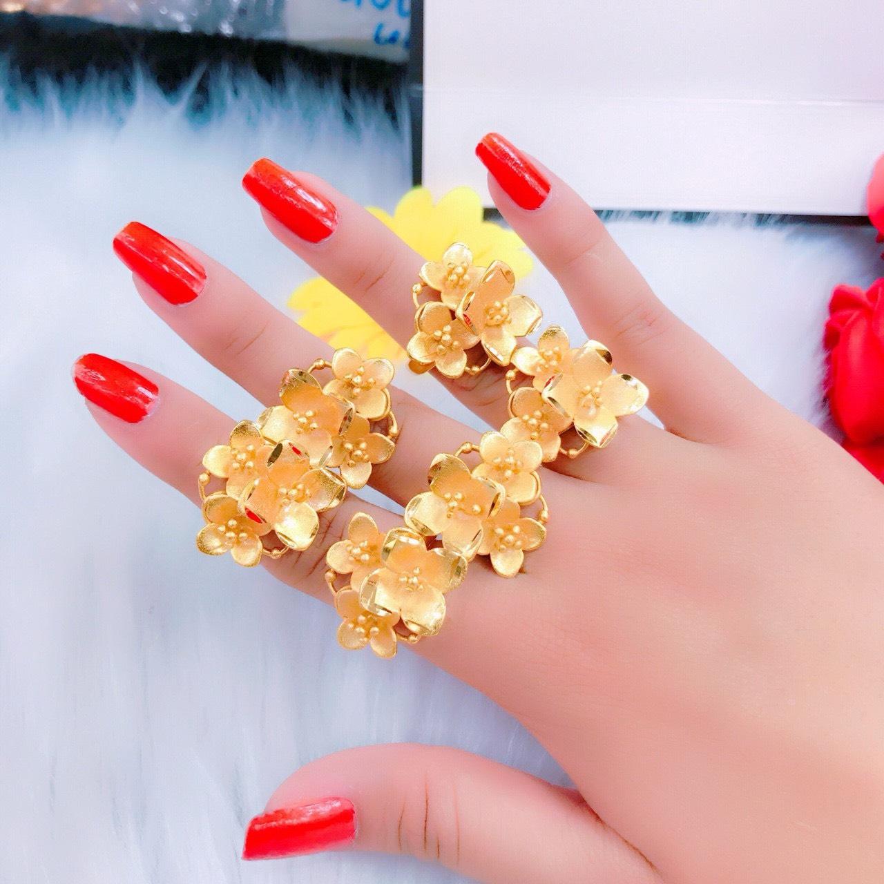 Nhẫn Nữ Hình Hoa Mẫu 0036.20.09 -  Mạ Vàng 24K In Hình 9999