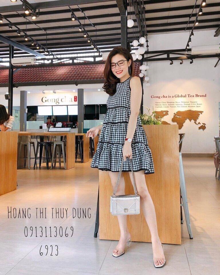 Đầm tầng caro kate sát nách dễ thương TTS0064
