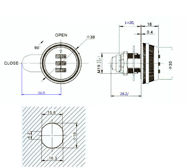 [HCM]Ổ khoá mã số núm xoay L20
