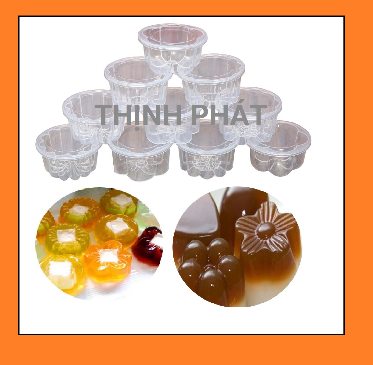 Combo 10 Khuôn Làm Rau Câu , Bánh Flan , Rau Câu Trung Thu Hình Hoa Văn Có Nắp Tiện Lợi