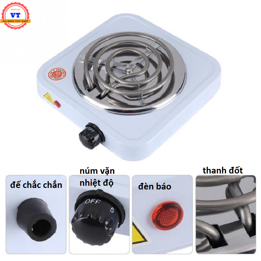 Bếp hơ lá trầu FREESHIP bếp điện mini 1000w cao cấp sơn tĩnh điện đen tự động ngắt điện Tiết kiệm điện,Bếp Sử dụng dễ dàng có nút xoay tăng giảm nhiệt độ