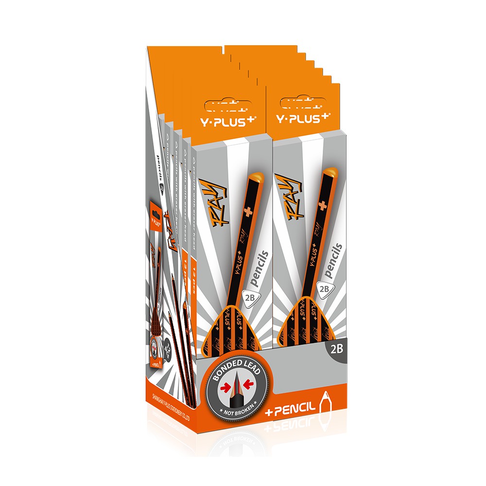 [HCM](Chì Tam giác) 12 Bút chì 2B YPlus Sọc cam 1601