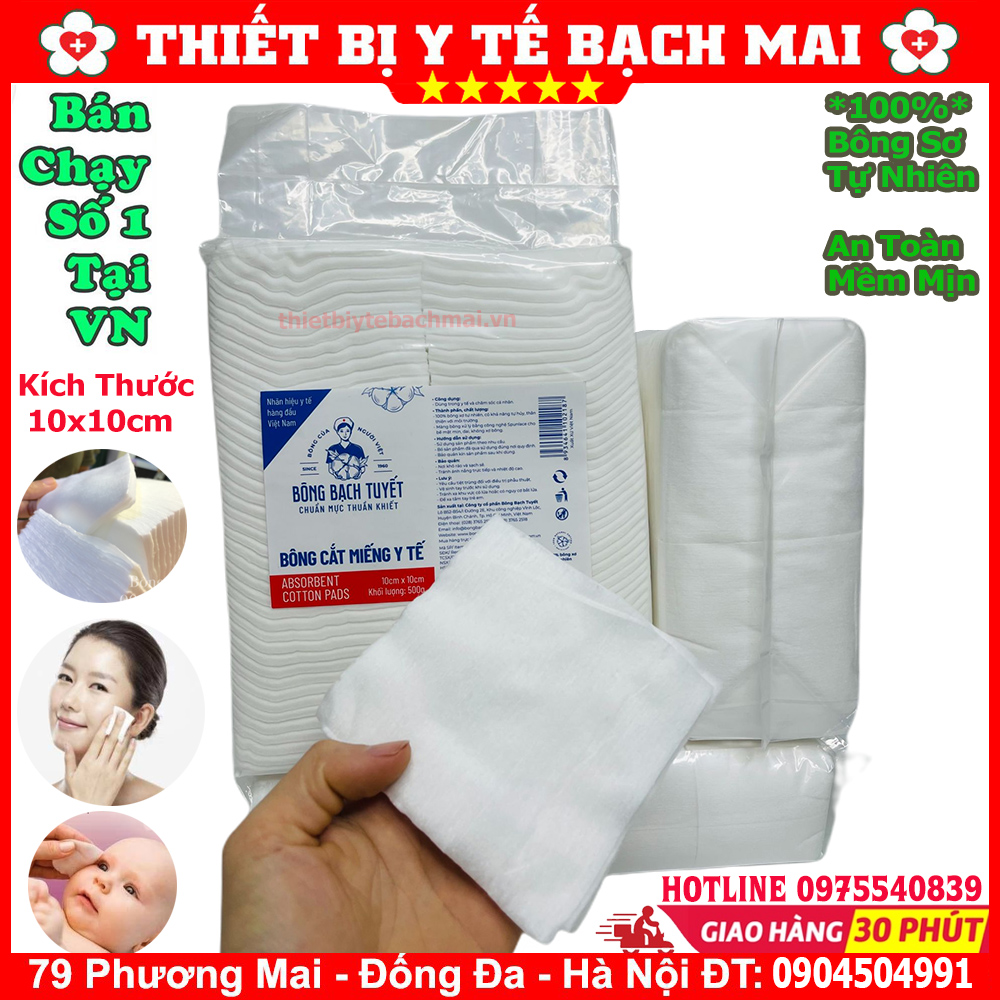 Bông y tế bạch tuyết cắt miếng 7x7cm,10x10cm - 01kg