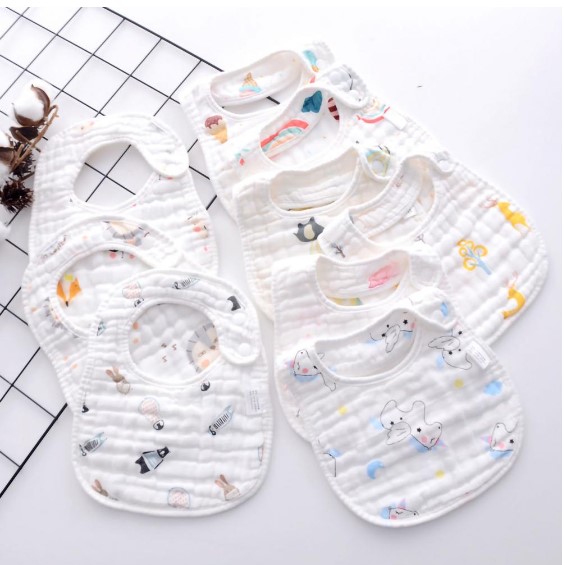 Bibs cotton waterproof for baby have buttons convenience, bibs bucket double layer U shape for baby gowns, eating bib miles for baby, boys and girls taking adventitious nhiên-lệ my store