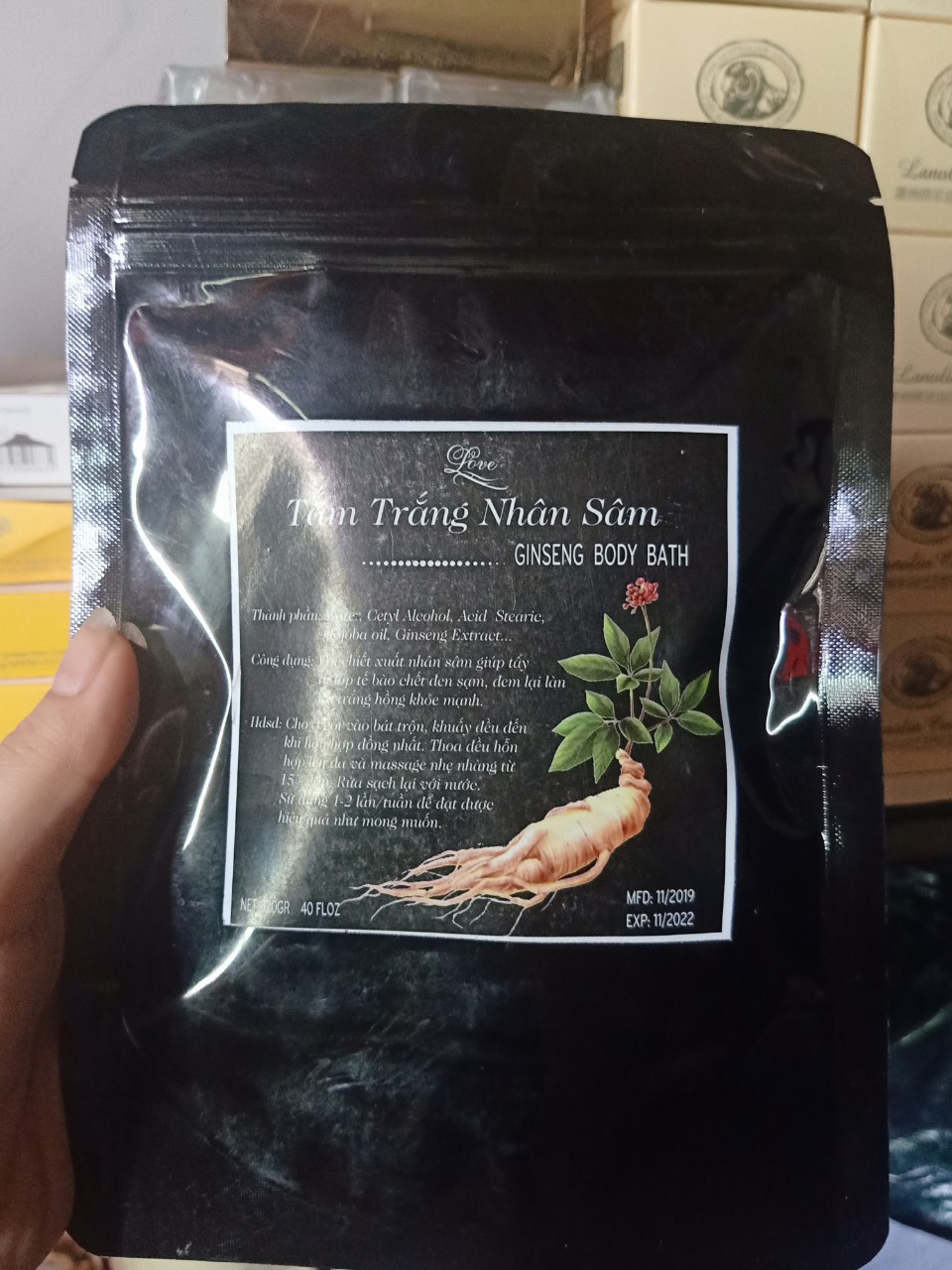 (Combo 5 Gói) Tắm Ủ Trắng Nhân Sâm Đen Siêu Trắng mịn